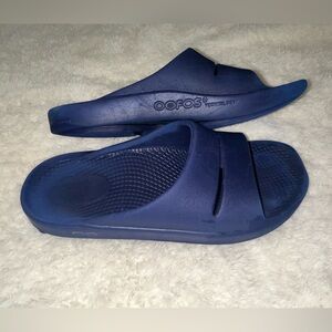 OOFOS Blue Slide Sandals